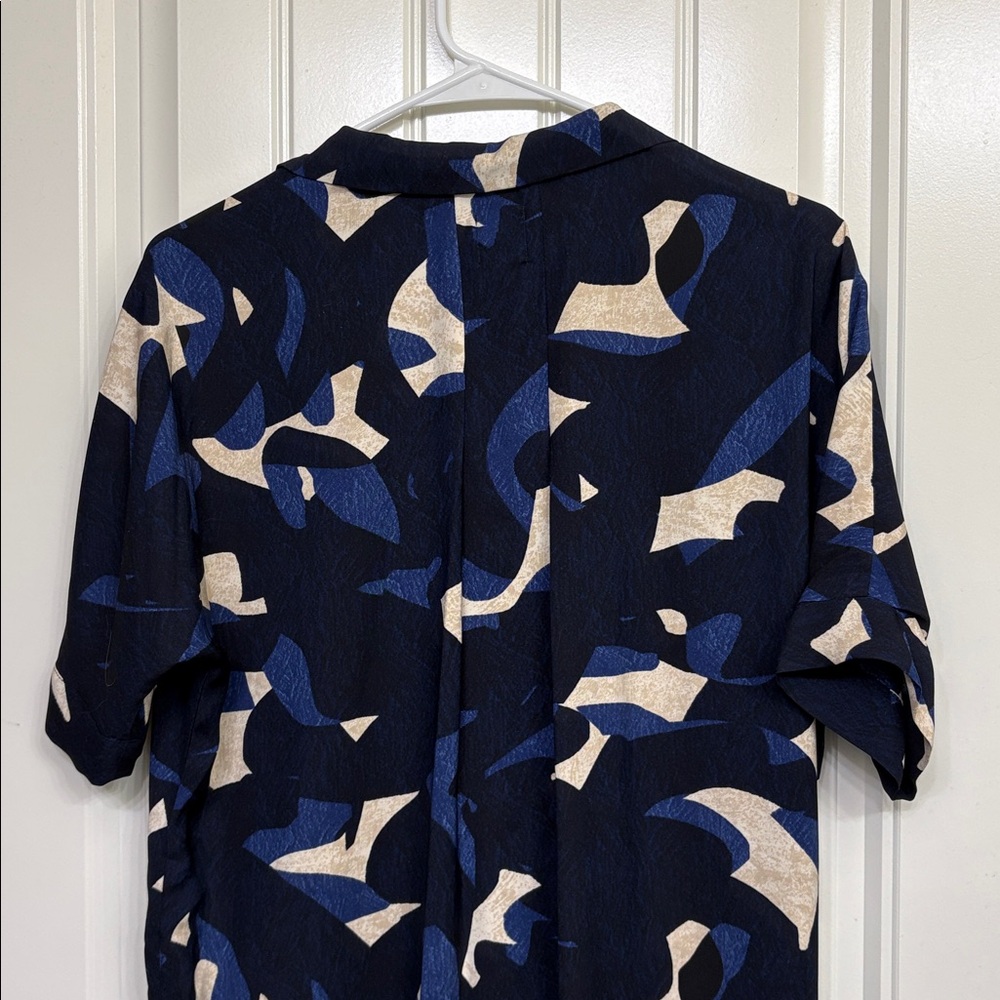 NWT NIC+ZOE Abstract Print Billow Shirt Dress Black Blue White Size S - Picture 10 of 11